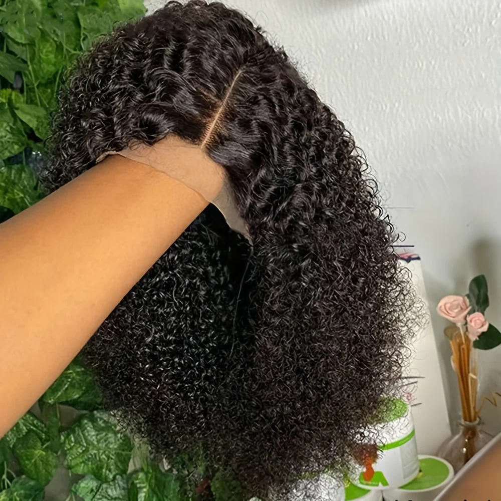 Peruca Curta de Cabelo Humano Encaracolado para Mulheres, Lace Front Água, Perucas Brasileiras Pré-Arrancadas, Parte 13x5x1