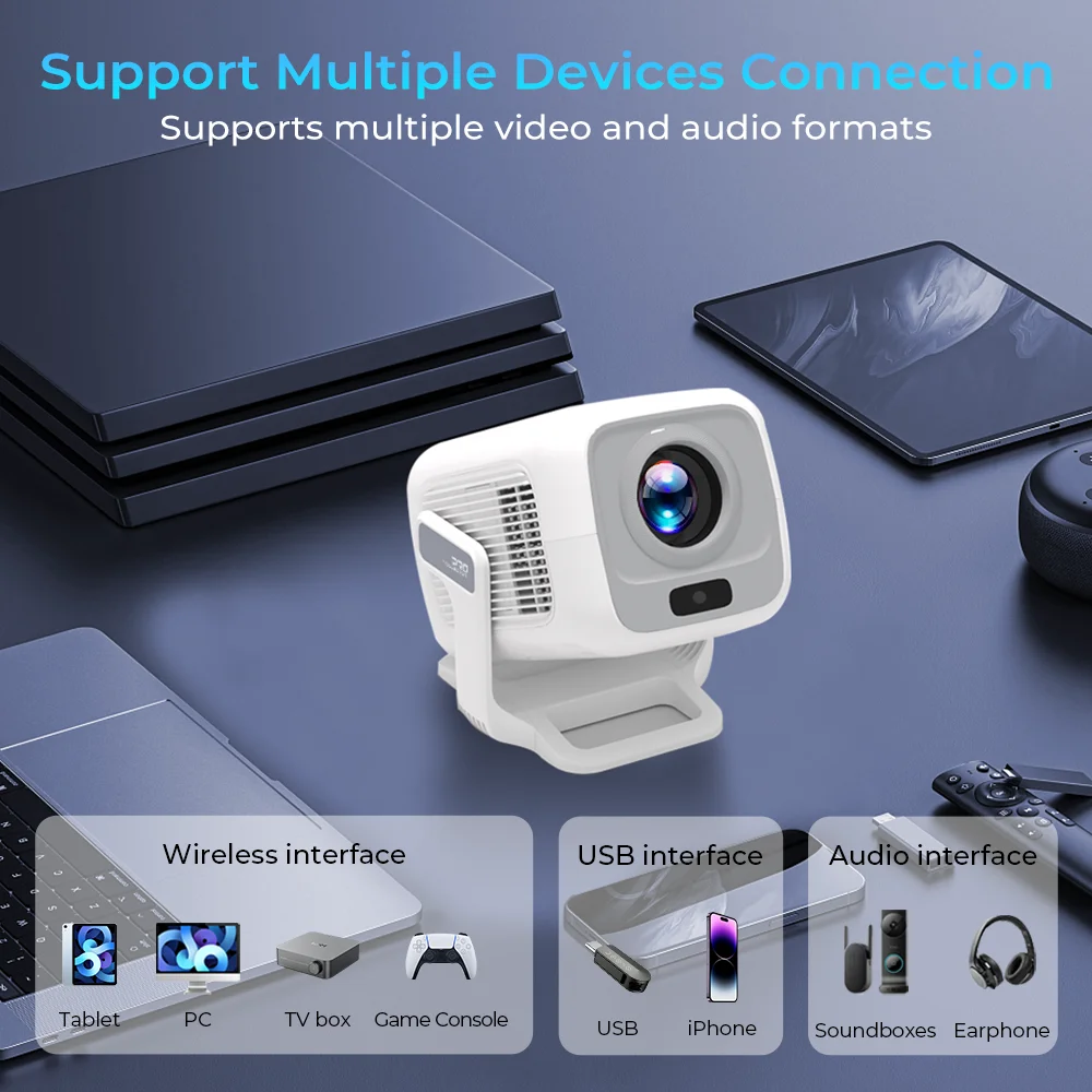 Mini-Projektor X3AR Android 14 Full HD 1080P Unterstützt 4K, 5G WiFi 6 Bluetooth 5.4, Smart Tragbar Kabellos für Outdoor und Zuhause