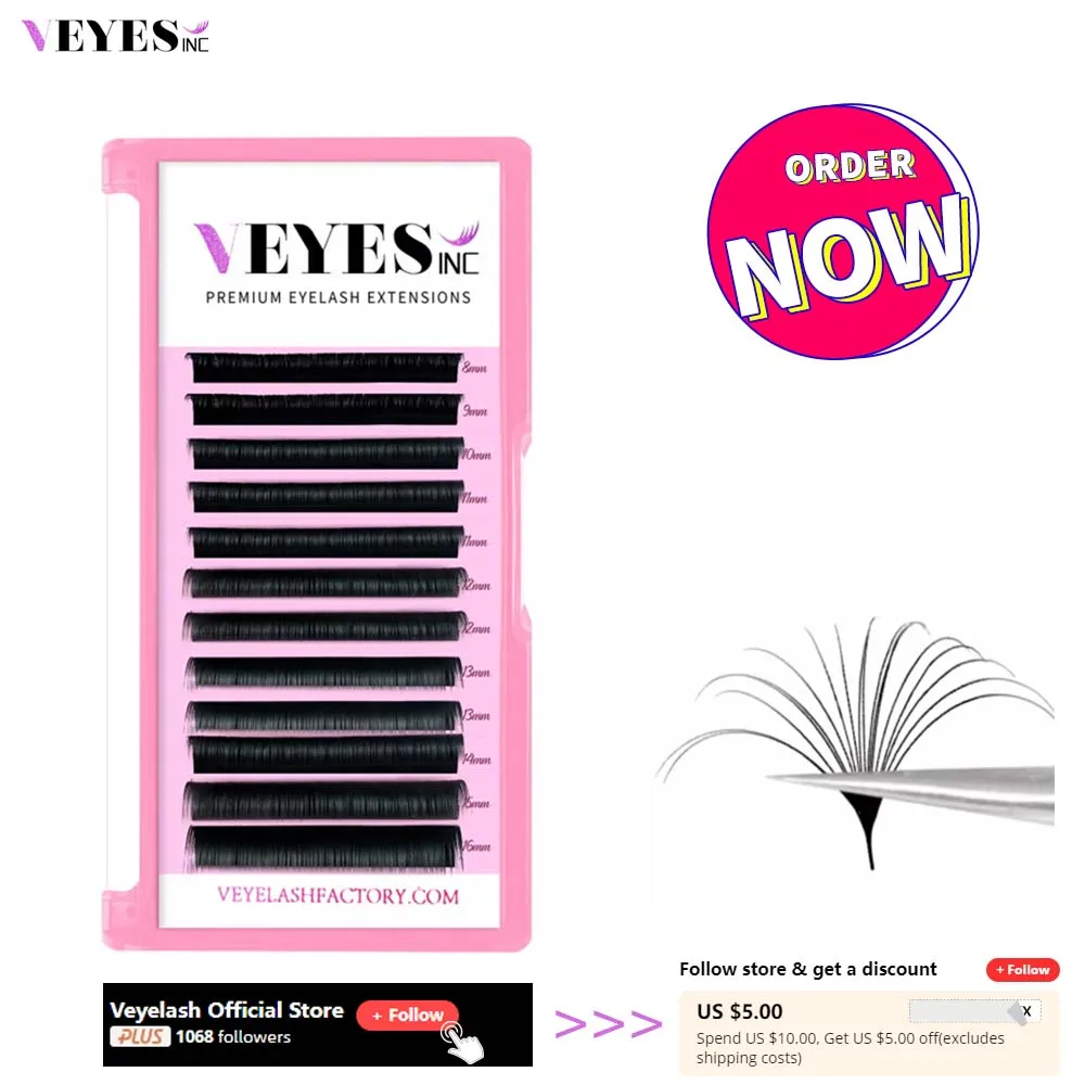 Veyes Inc Easy Fanning Eyelash Extensions Veyelash CC Curl Russian Volume Lashes Fast Bloom Austomatic Flowering Makeup Beauty