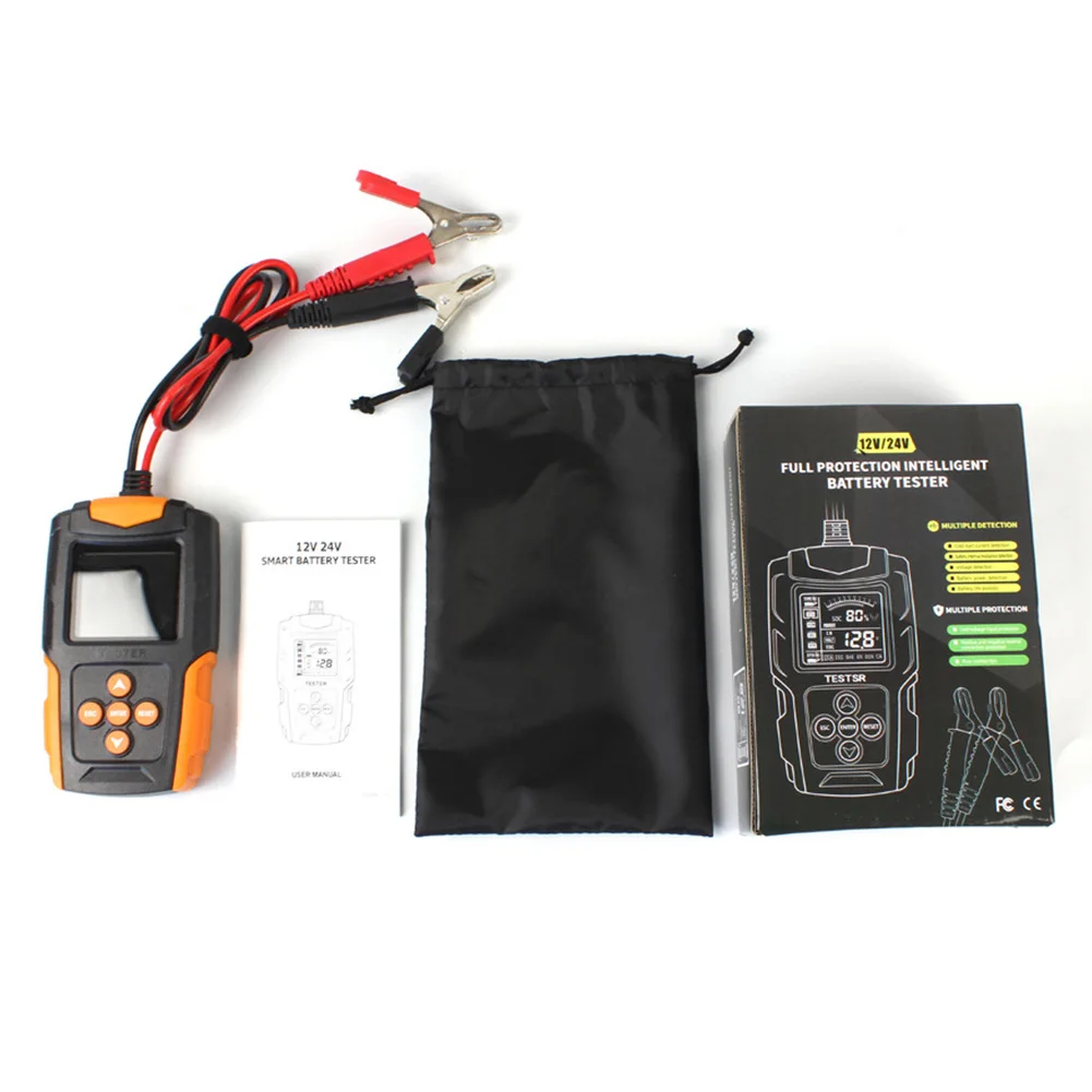 Tester per batterie per auto 12V/24V CCA 3Ah-200Ah analizzatore di batterie Tester per sistema di avviamento a ricarica digitale per auto moto