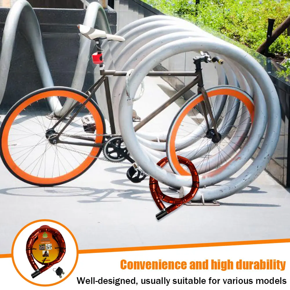 Candado para motocicleta o bicicleta. Cadena antirrobo de 1 metro que ofrece alta seguridad y facilidad de plegado. Robusta, duradera y resistente a la manipulación. Apta para bicicletas, bicicletas de montaña y motocicletas.