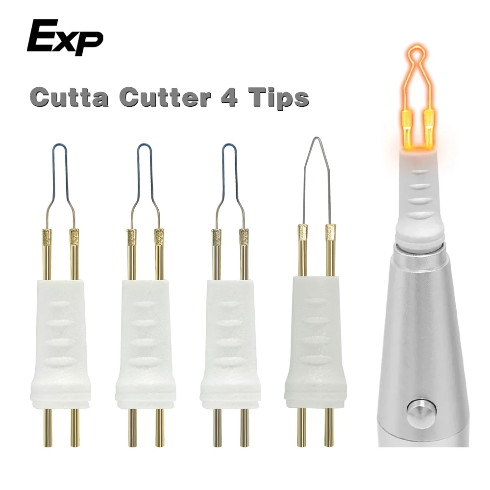 Exp 4 pcs/pack Dental Heated Gutta Cutter Tips for Gutta Percha Point Heating Cutter Tooth Gum 4 Tips White Model