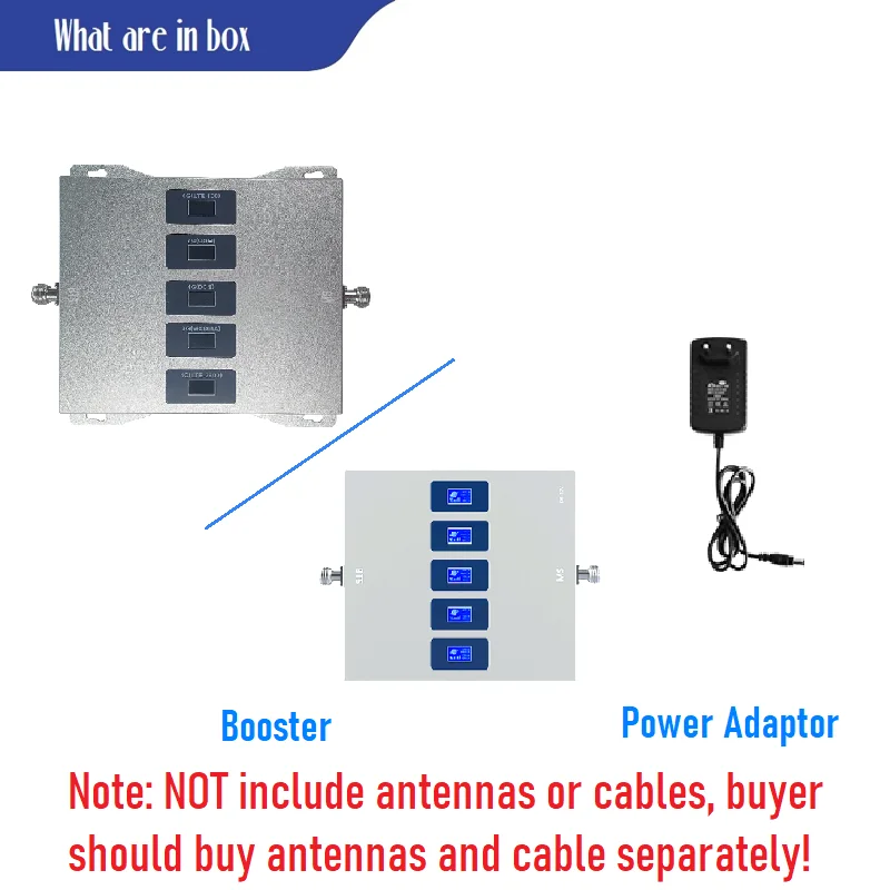 Amplificador De Señal Móvil 4G LTE – 70dB, Bandas B20/800/900/1800/2100MHz, Compatible Con Orange, Yoigo, LEBARA Y Digi