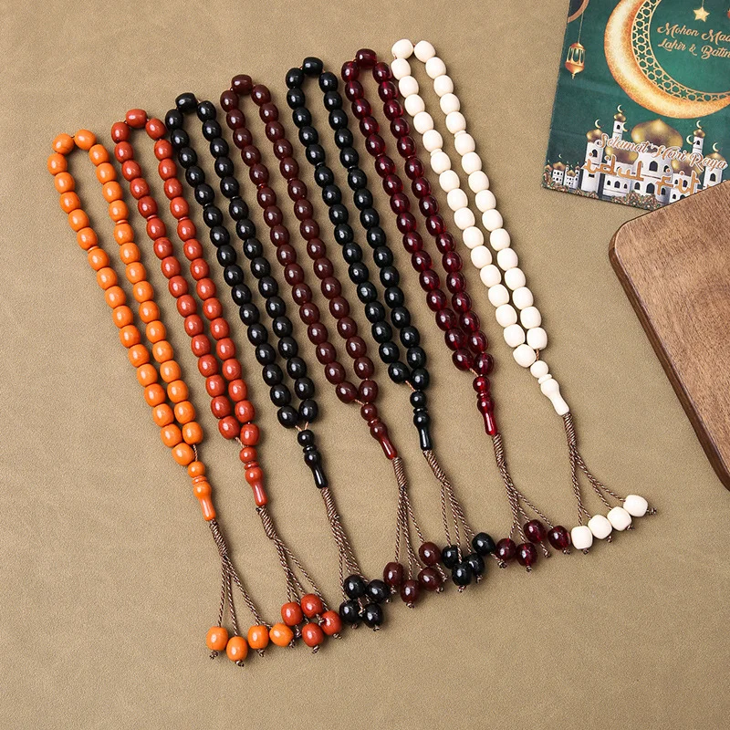 Islamic Rosary 33 Pcs Islamic Gift Amber Oval Prayer Rosary Muslim Rosary Bracelet Jewelry Accessories