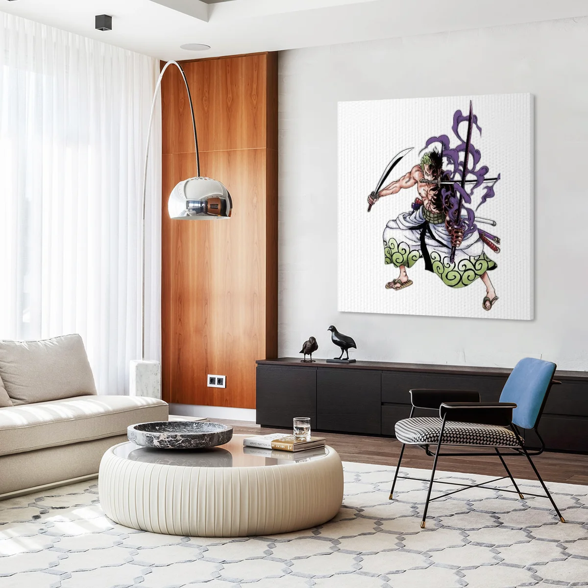 One Piece Roronoa Zoro Demon Aura Combat Pose Canvas Wall Art, Anime Character Canvas Poster Painting, Wall Hanging Home Art Decor, Amazing Gift for One Piece Anime Manga Fans