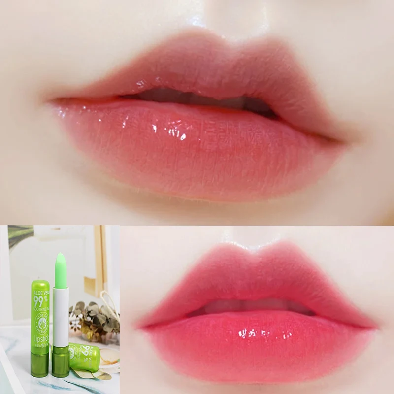 Aloe Vera Color-Changing Lip Balm, Moisturizing Repairing, Waterproof, Anti-Dryness,Temperature-Activated Lipstick for Hydration