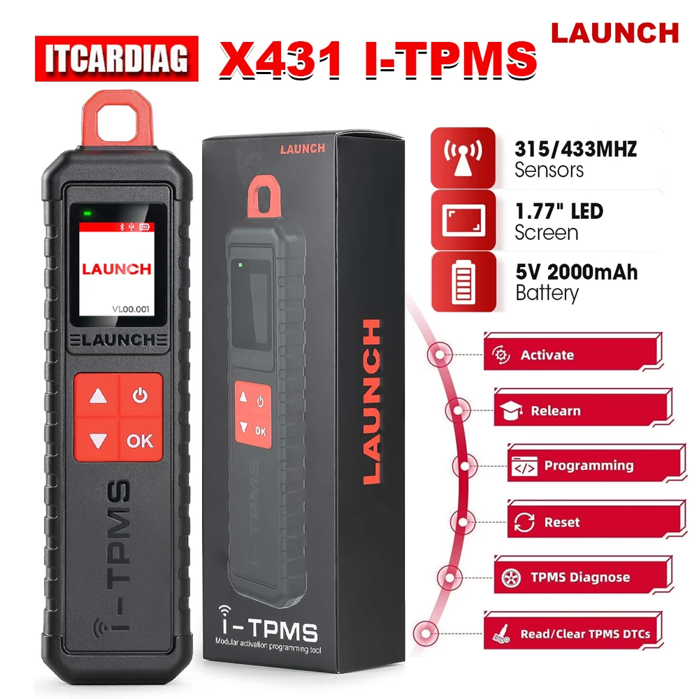 

Диагностический инструмент для измерения давления в шинах LAUNCH I-TPMS X431 с функцией активной перепрограммировки датчиков 315/433 МГц для Android X431 V (аналог TSGUN)