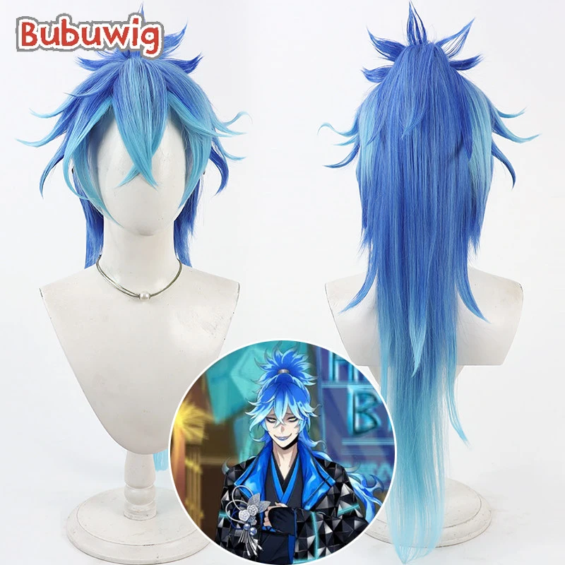 

Bubuwig Synthetic Hair Idia Shroud Cosplay Wigs Game Twisted Wonderland Idia Shroud 80cm Blue Mixed Ponytail Wig Heat Resistant