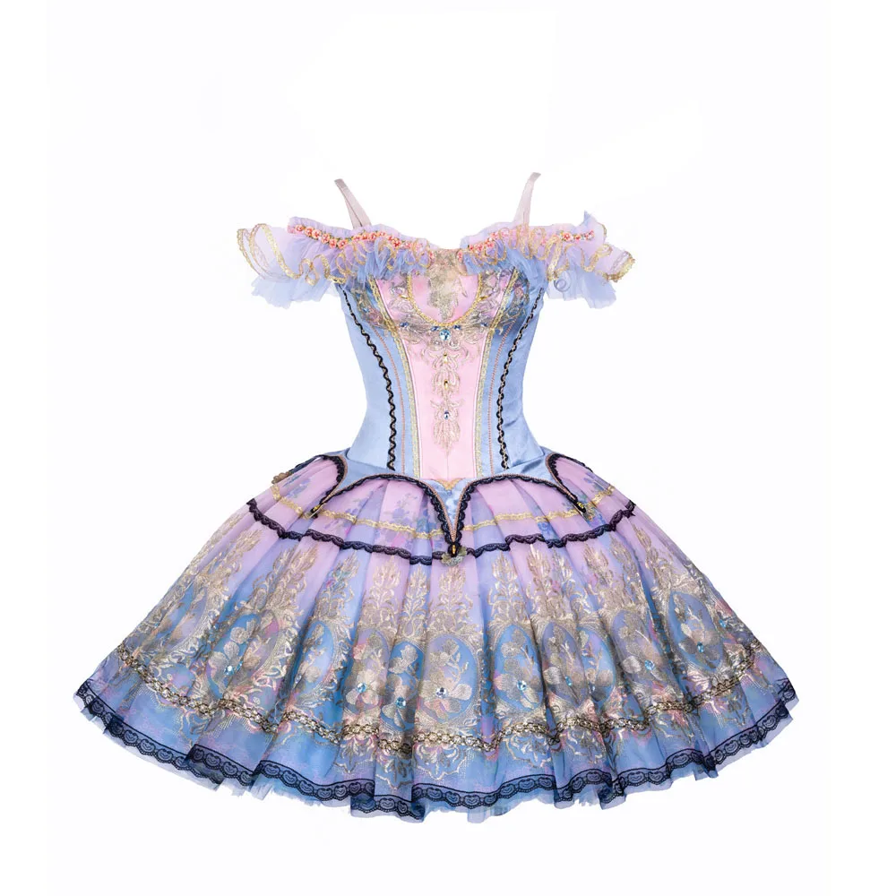 FLTOTURE Women Ballet Variations  La Fille Du Pharaon Act 3 - First River Costume 10 Layers Romantic Tutu Mermaids Skirt QW1383