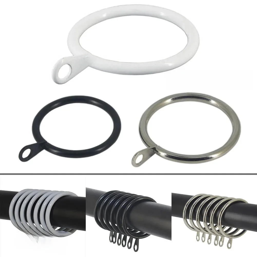 Anneaux de rideau en métal et fer, crochet de suspension pour tringles à rideaux, Voile robuste de 25 à 37 Mm, noir/argent/blanc, 24/12 pièces