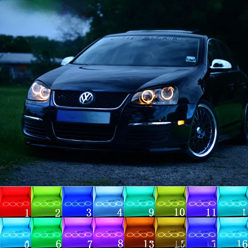 Wielokolorowy pierścień LED RGB Angel Eyes Eye DRL RF Remote do Volkswagen VW Golf 5 Rabbit Jetta R32 V Mk5 2004-2009 Akcesoria — zdjęcie 2