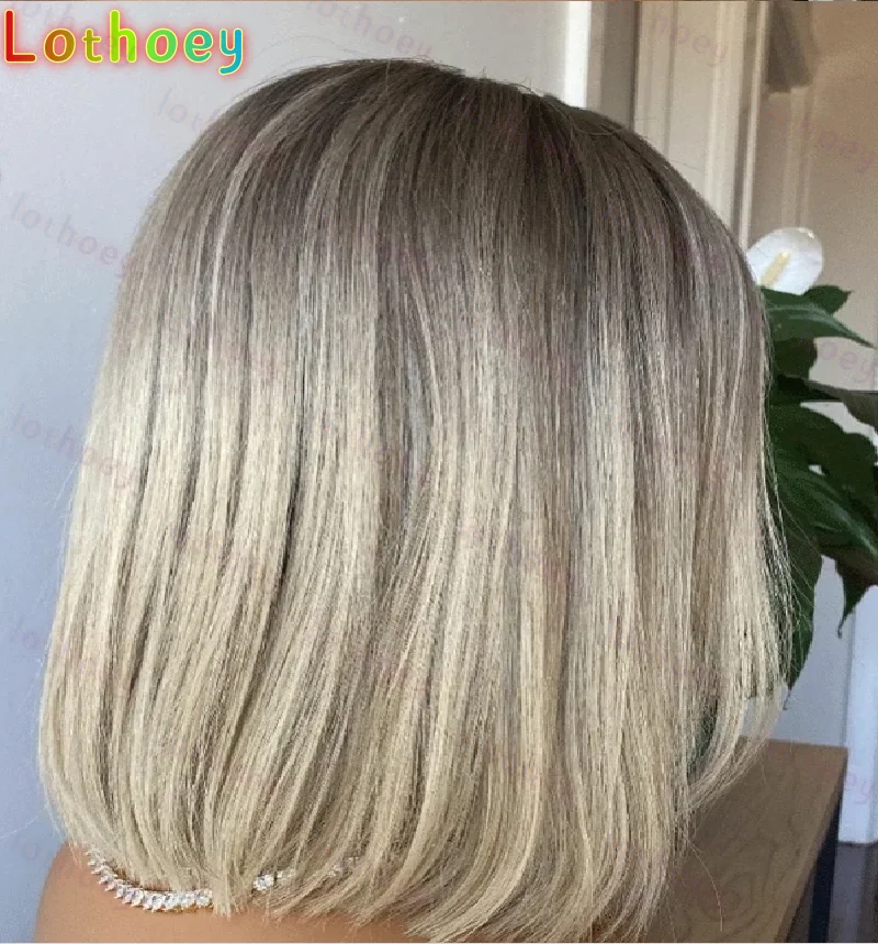 Cool The Wig Witch Preplucked Hairline with Baby Hair Ombre Blonde Brown  Lace Front Wig Wave Bob  Silk Base Wig