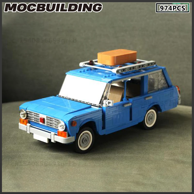 MOC Building Block European Style Car 1200 Bule Vintage Automobile Toy Gift Collection Birthday Present Classic Nostalgia Series