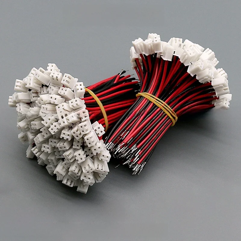 100 sztuk JST XH2.54 XH 2.54mm złącze kabla drutu 2-pinowe gniazdo wtykowe męskie długość drutu 26AWG 24AWG — zdjęcie 2