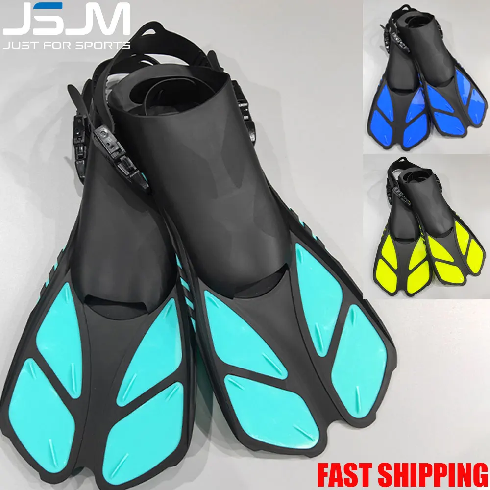 

JSJM Professional Adjustable Anti Slip Swimming Fins Adult Men Women Snorkel Foot Flippers Diving Fins Water Sports Beach Shoes