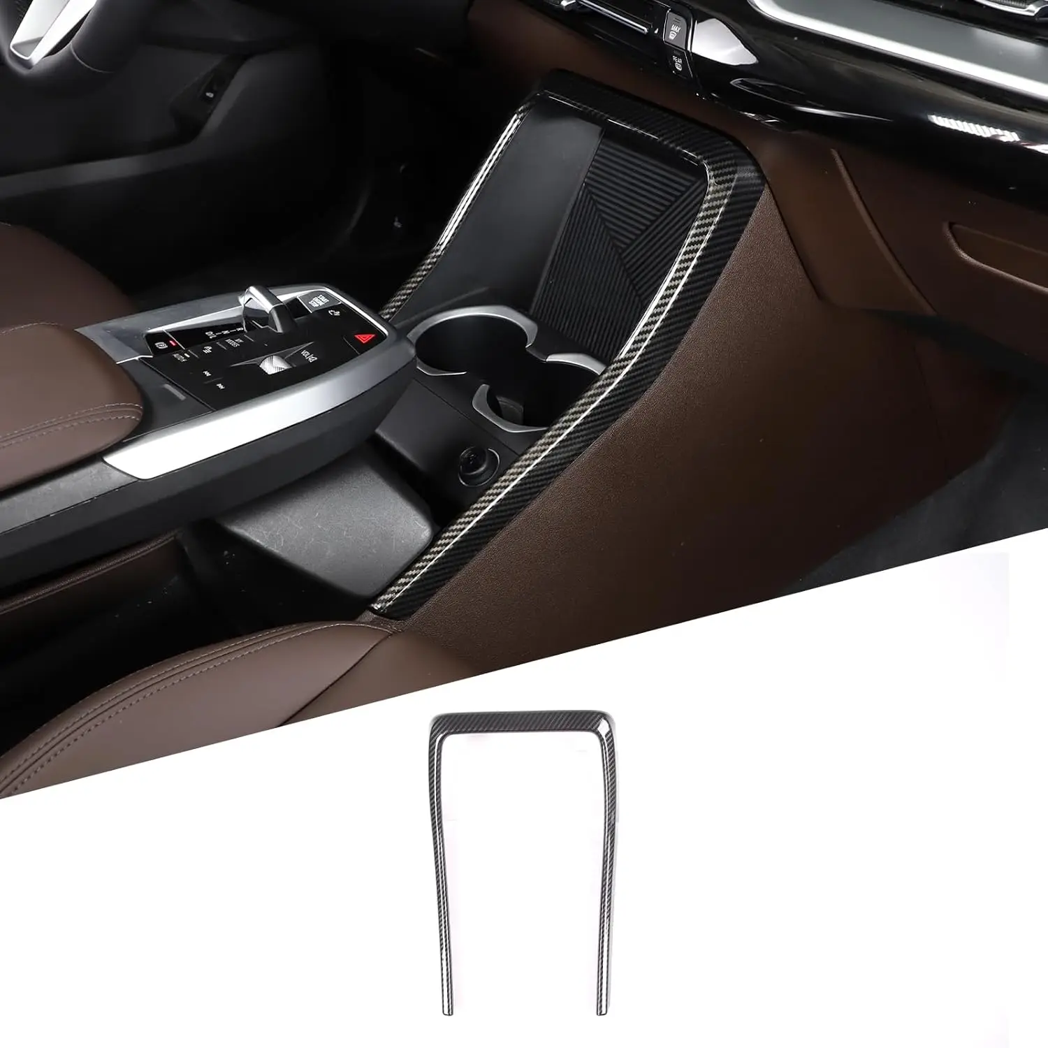 

ABS Car Central Control Cup Holder Frame Trim For BMW X1 iX1 U11 U12 2023-2025 Interior Decorative Accessories Cover