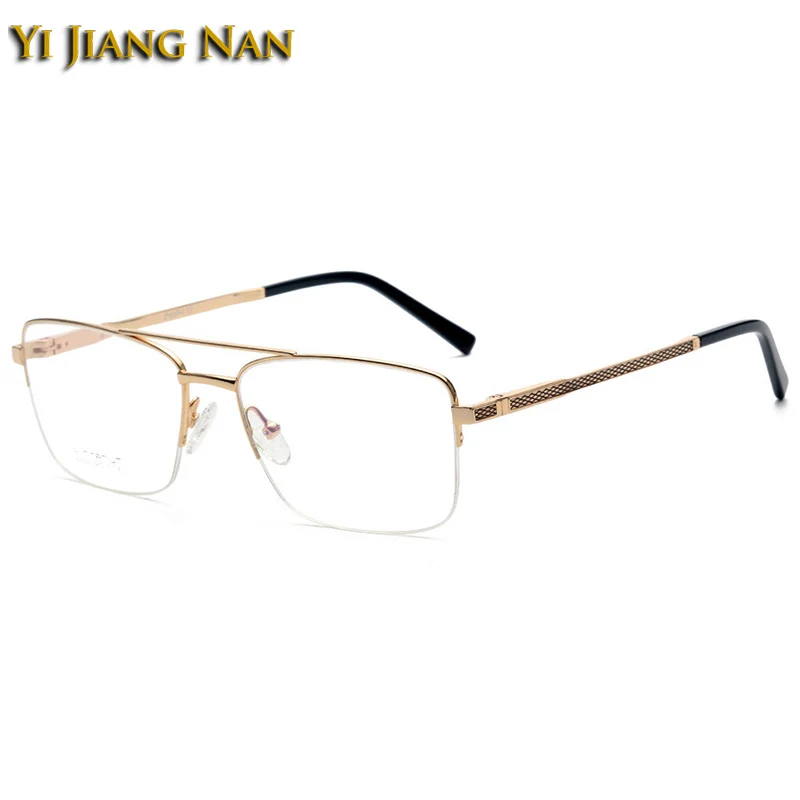 

Men Pure Titanium Gentlemen Eyewear Optical Prescription Glasses Frame Half Rim Large Spectacles Spring Hinge Big Eyeglasses