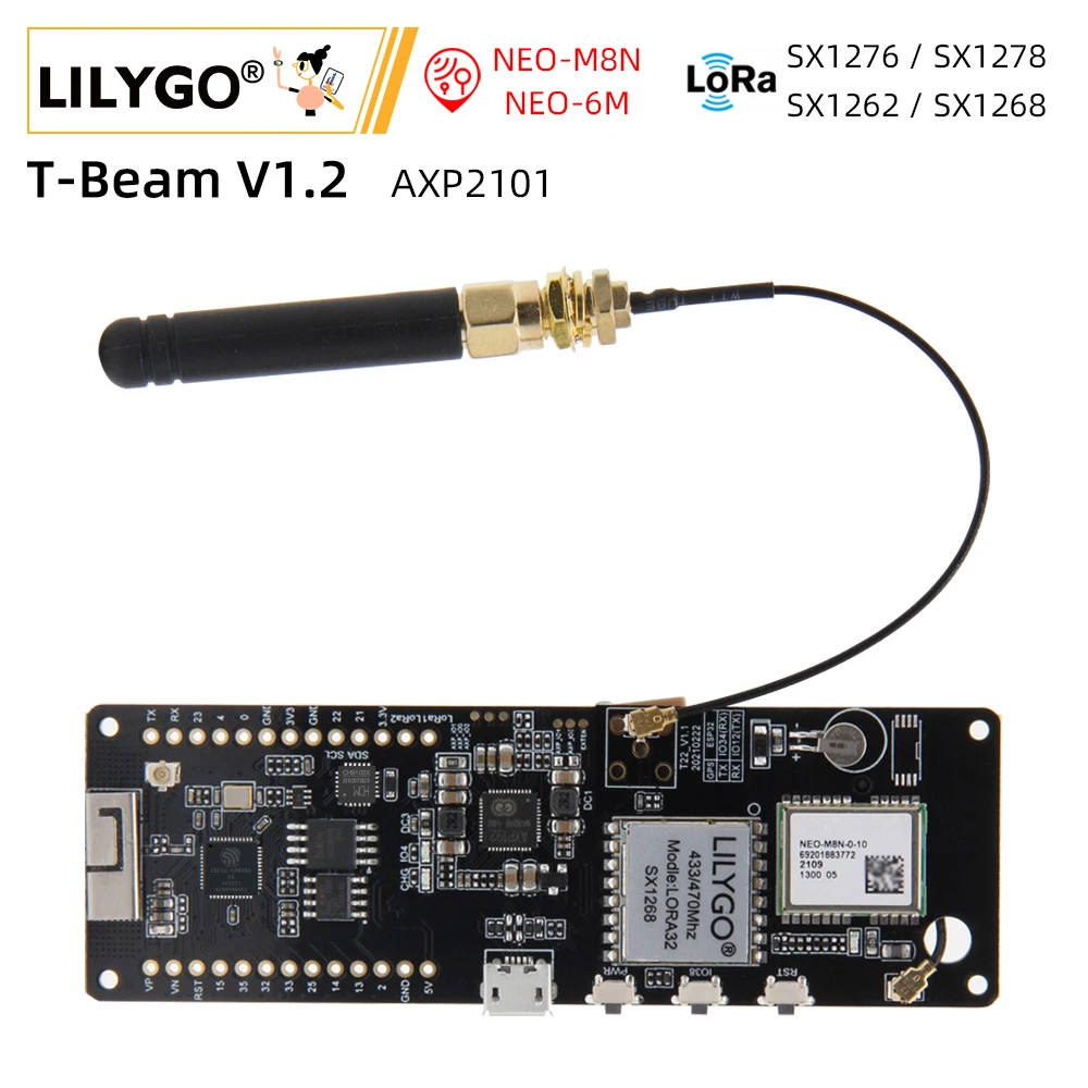 LILYGO® T-Beam V1.2 Moduł ESP32 LoRa LoRaWAN daleki zasięg 433MHz 868MHz 915MHz ESP32-DOWDQ6 płyta rozwojowa GPS WIFI AXP2101
