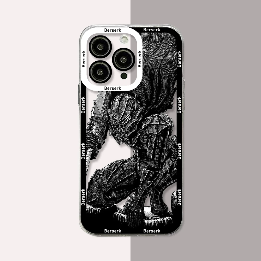 Klassische dunkle Anime Berserks Guts Handyhülle für iPhone 15 14 13 12 11 Pro Max X XR XS Max 6S 6 7 8 Plus SE20 Transparente Abdeckung