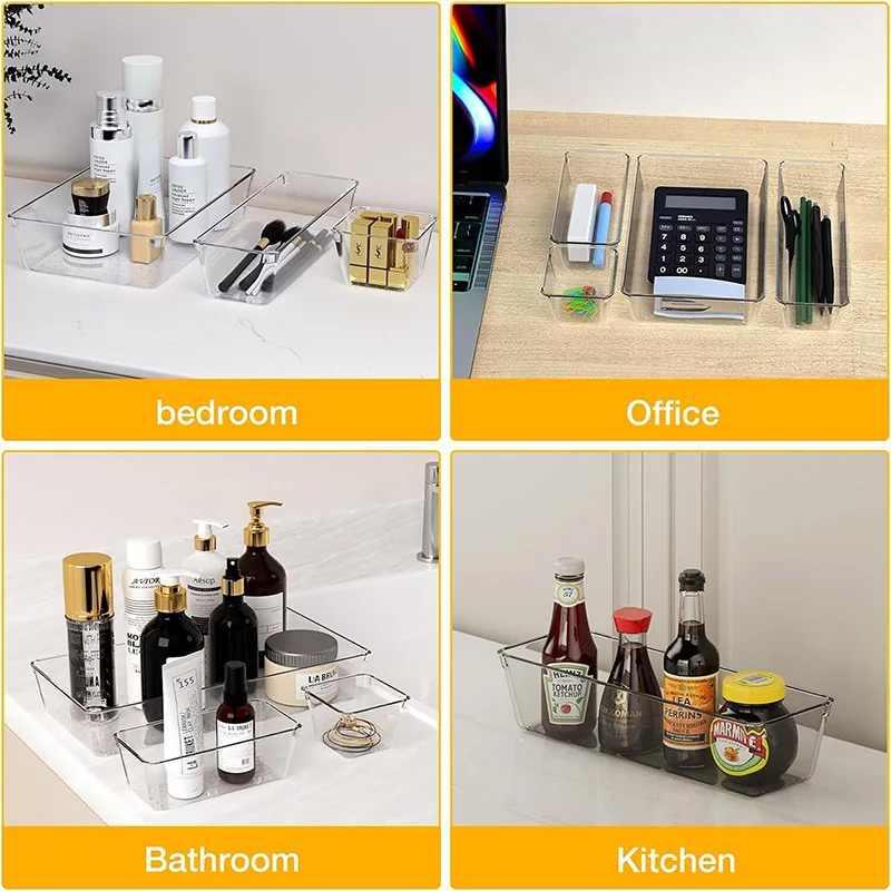 25 قطعة صندوق شفاف تخزين منظم مكتب حاوية علب تخزين بلاستيكية درج منظم الجدول صندوق مجوهرات ماكياج #6