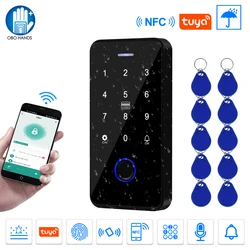 NFC Bluetooth Tuya APP Access Control Keypad Waterproof RFID Keyboard 13.56MHz Biometric Fingerprint Touch Backlight Door Opener