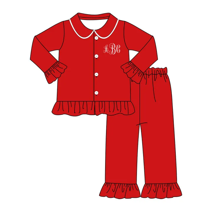 2024 Boutique Ropa Girl And Baby Boy New Cotton Customizable Name Styles Presale Models Pajamas Romper Boys Sets Red Clothes