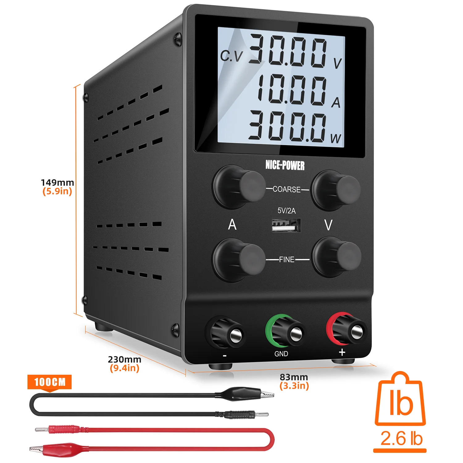 Nice-power 30V 10A LCD DC Power Supply 60V 5A regolabile Bench Lab Switching regolatore di tensione USB-A 5V 2A sorgente stabilizzatrice