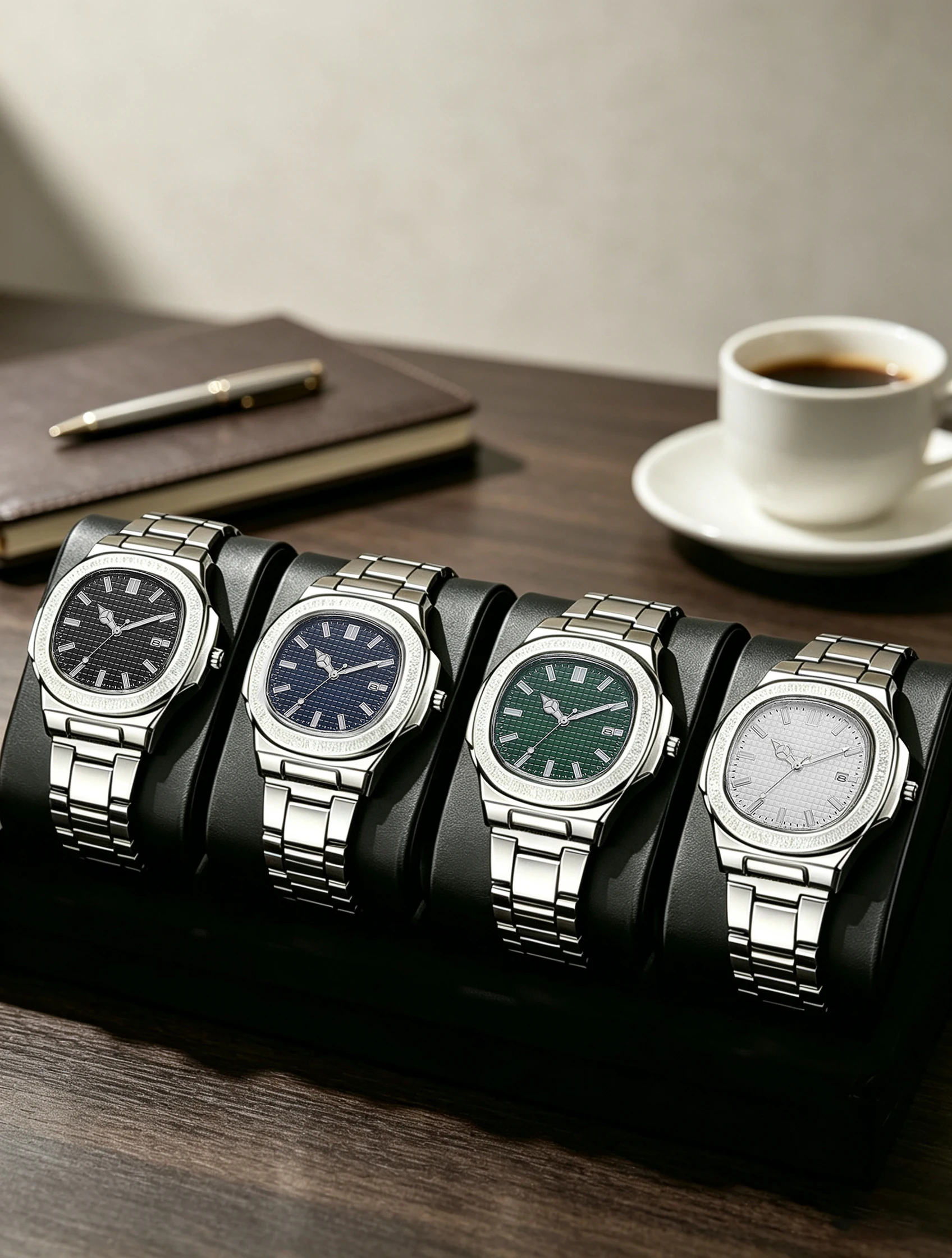 4-Piece Men's Quartz Watch Set, Simple, Stylish, and Versatile, Suitable for Casual, Holiday, and Daily Wear, the Best Choice for Gifting