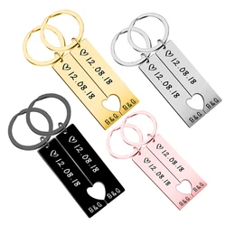 Customized Heart-Shaped Keychain Set Engraved King'S Date And Name Love Key Ring Gift For Couple Girlfriend Boyfriend Keychain R