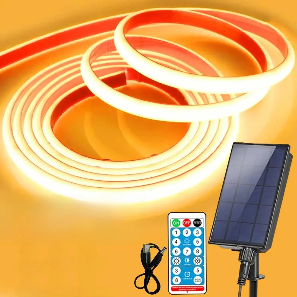 COB Solar Strips Light DC 24V Lights Waterproof 1-5M 320LEDs Density Linear Lighting For Garden Decoration Warm /White