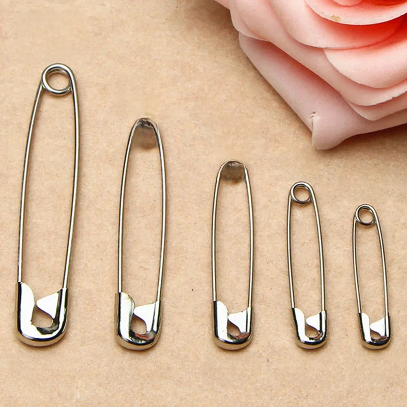 Épingles de sûreté en acier inoxydable de haute qualité, 50 pièces/lot, outils de couture, accessoires aiguilles, grande épingle de sûreté, petite broche, vente en gros