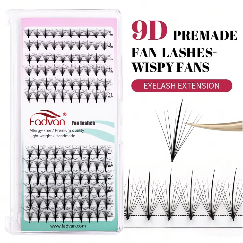 Premade Volume Fan Lashes 9D/13D Soft Natural Spikes Eyelash Extension Professional Makeup Wispy Faux Mink False Lash Fadvan