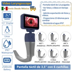 Shipping from Mexico, Reusable Video Laryngoscope for Intubation, 3.2-inch LCD High-Definition Display with 6 Blades