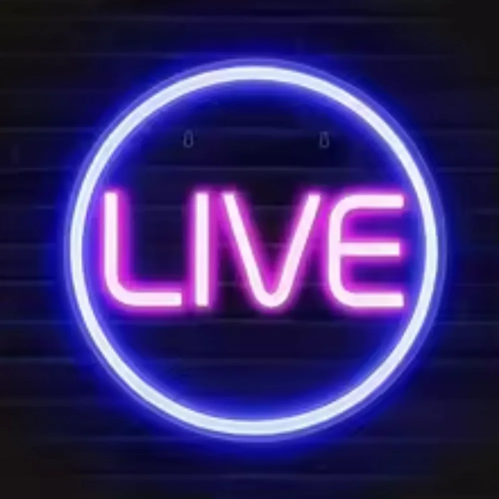 

Live Neon LED Live Neon for Media/Gamers Cool Live/Recorded Signs Round LED signs for studios, walls, bedroom game room décor