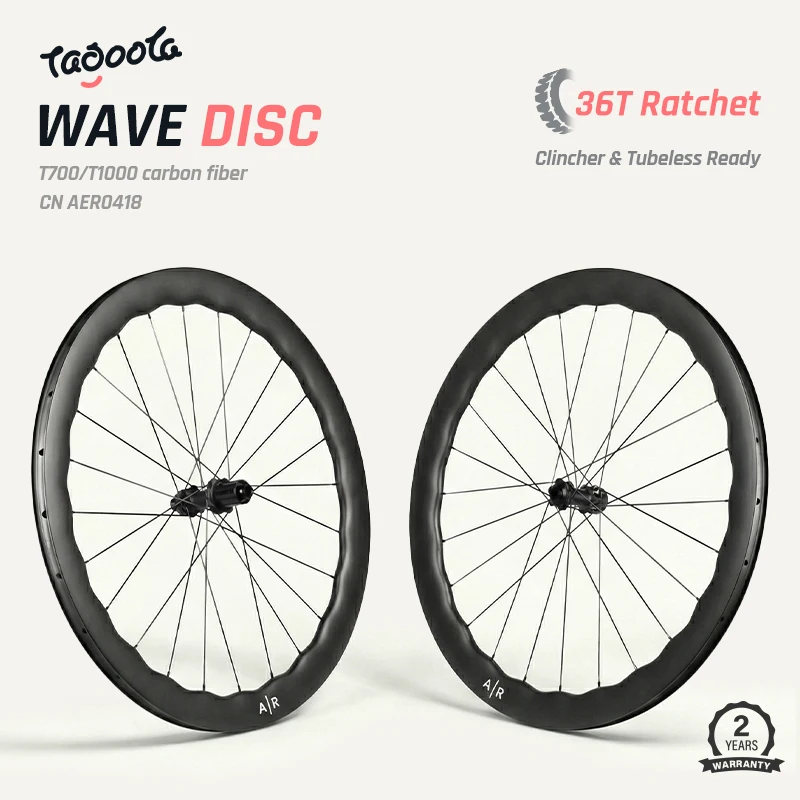 

AR Basic Road Disc Brake 700C 36T Wave Carbon Wheelset 50mm 21mm inner Width 36T Ratchet Hub Clincher Aero Carbon Fiber Wheels
