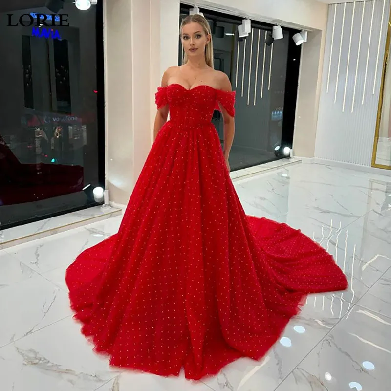 LORIE-vestido de novia de corte en A para mujer, traje de novia rojo con corsé, escote Corazón, 2024