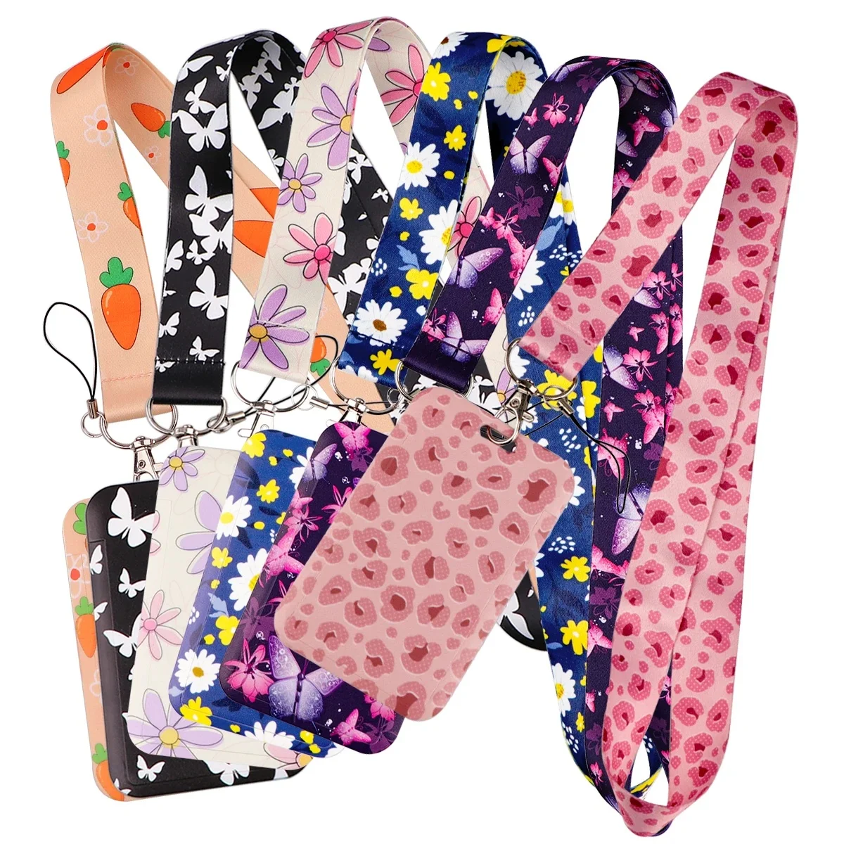 Lanières de dessin animé pour clés, sangle de cou papillon, carte d'identité, sangles de téléphone portable, porte-Badge USB, bricolage, corde de suspension, accessoires
