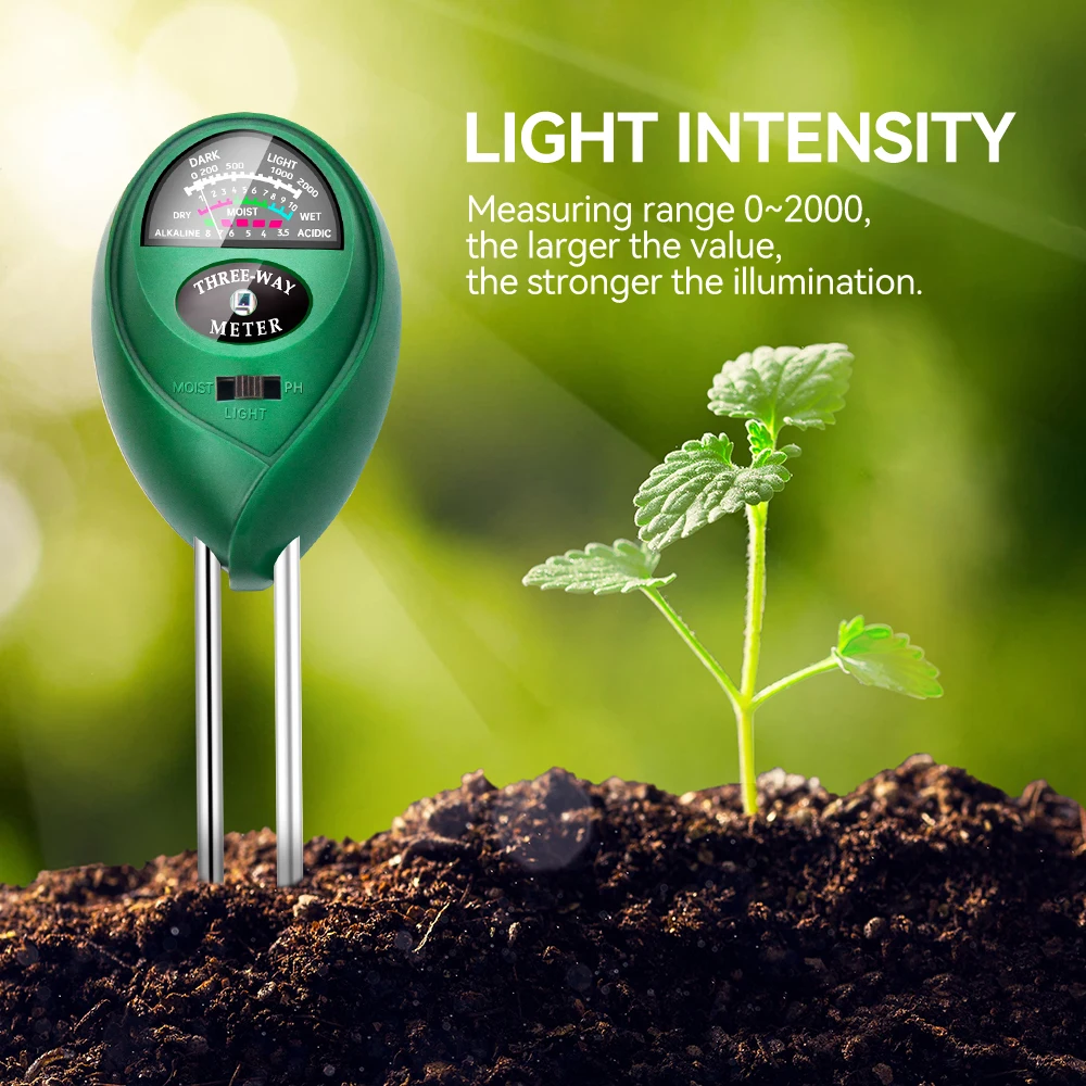 3 in 1 Soil PH Meter Sunlight Tester TR-01 Humidometer PH Measuring Tool Moisture Detector Acidity Humidity Monitor For Garden