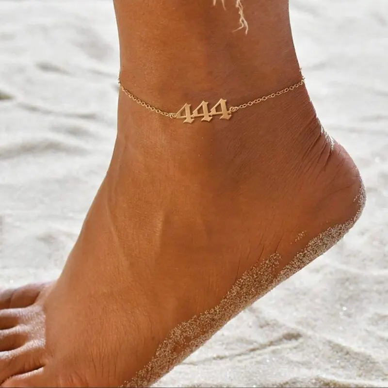 Angel Number Anklets for Women 111 333 444 666 777 Waterproof Number Anklet Leg Bracelet Spiritual Jewelry Gifts Free Shipping