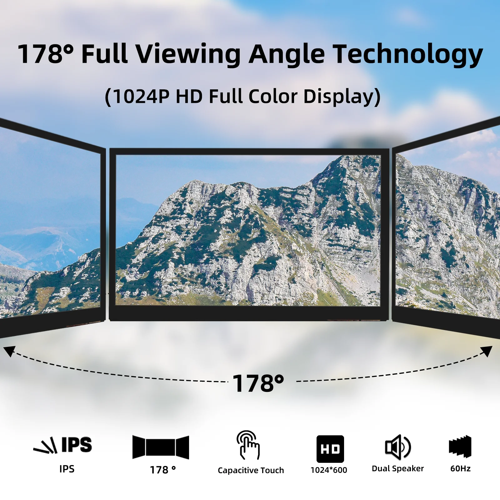 Imagem -05 - Tela Sensível ao Toque Capacitivo de Polegada Ips 1024x600 Alto-falantes Embutidos Duplos Monitor Hdmi Compatível com pi Framboesa 10.