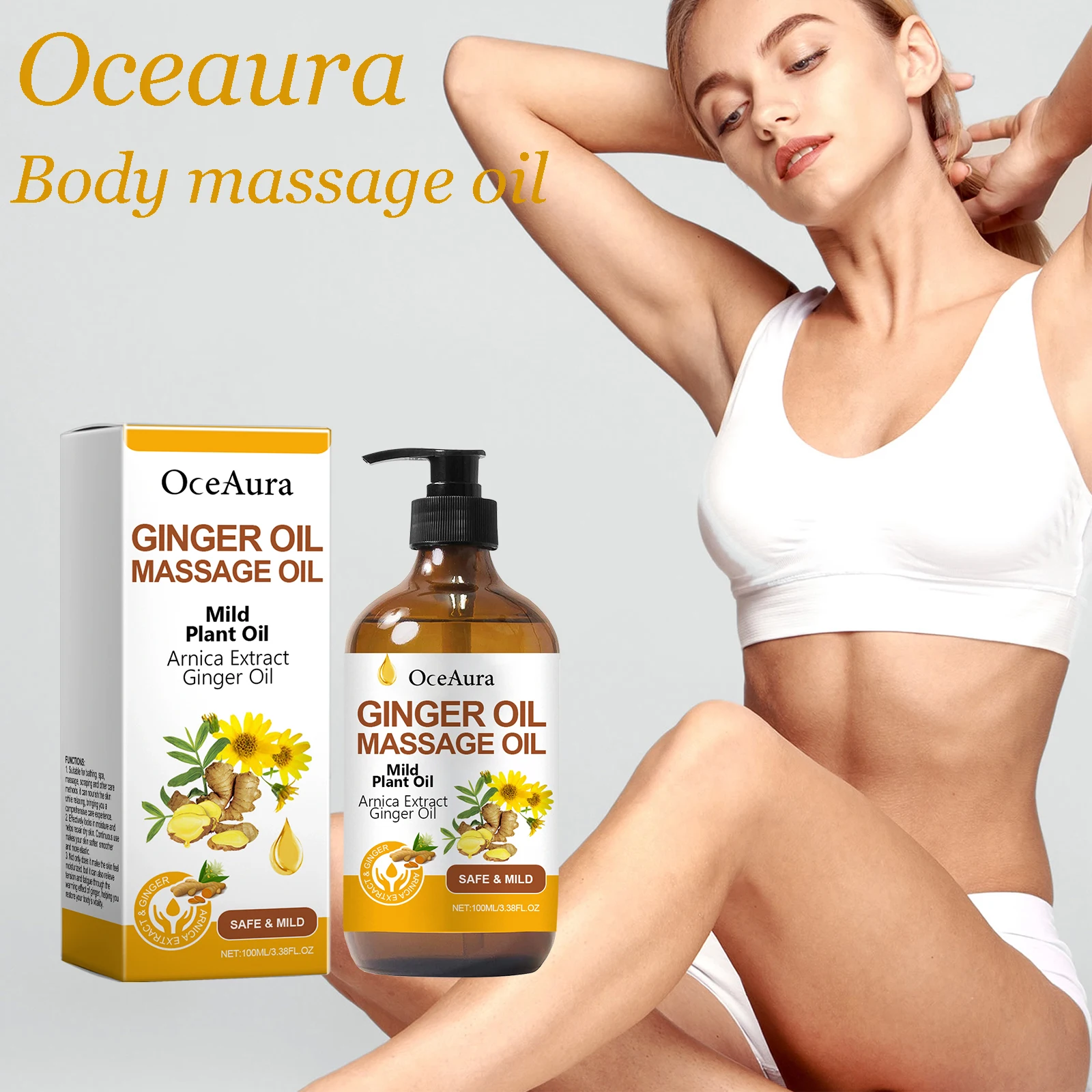 

Массажное масло для тела с имбирем, 100 мл, глубоко питающее, укрепляющее, согревающее, увлажняющее, освежающее, для ухода за кожей тела