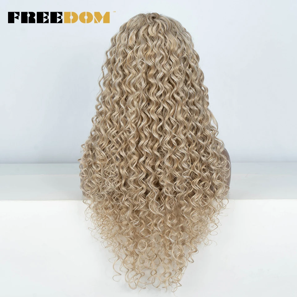 FREEDOM Synthetic Lace Front Wig 30 Inch Long Curly Lace Wigs Ombre Brown 613 Red Ginger Lace Wigs For Black Women Cosplay Wig