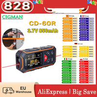 Cigman Cd-60R 393Ft/120M Bilateral Red Laser Measure Lcd Display with 6 Units Ft/In/M Angle Sensor Multiple Measure Mode