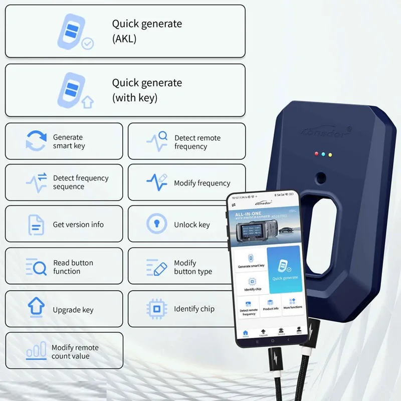 Lonsdor KW100 Bluetooth Smart Key Generator Compatible with LT20 Series Smart Key Board PCB for All Keys Lost & Adding Keys