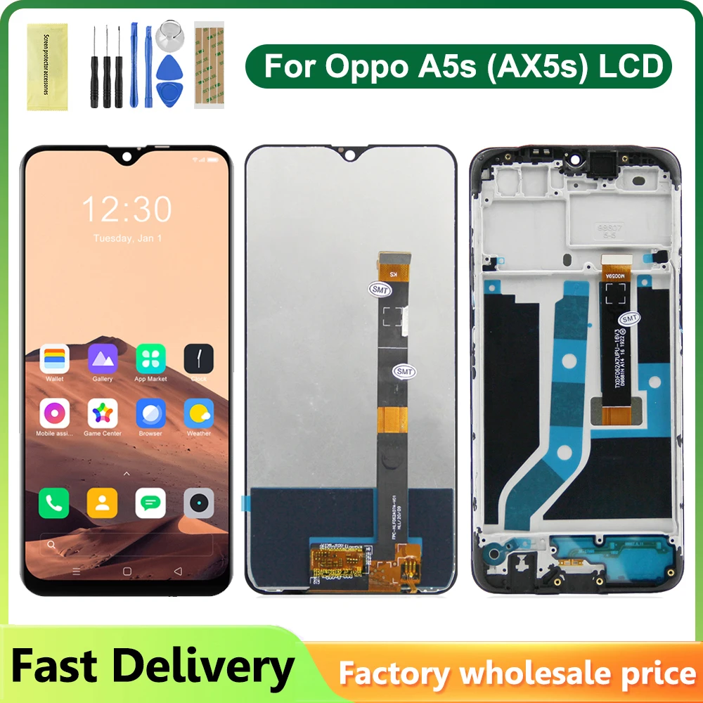 

6.2" For Oppo A5s AX5s LCD Display with Frame,Touch Screen Digitizer Assembly For OppoA5s CPH1909,CPH1920 Screen