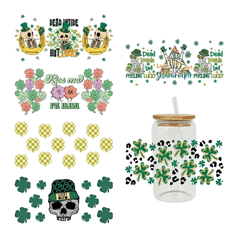 UV DTF Transfer Sticker St Patrick Lucky For The 16oz Libbey Glasses Wraps Bottles Cup Can DIY Waterproof Custom Decals D9598