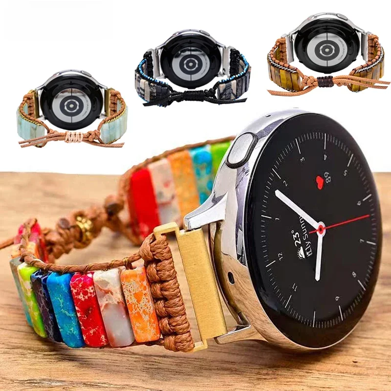 20Mm 22Mm Bohemian Band Voor Samsung Galaxy Watch 4 5 6 7 Actieve 2 Huawei Horloge 4 3 Pro Gt4 Gt3 Gt2e Vintage Natuursteen Band - afbeelding 2