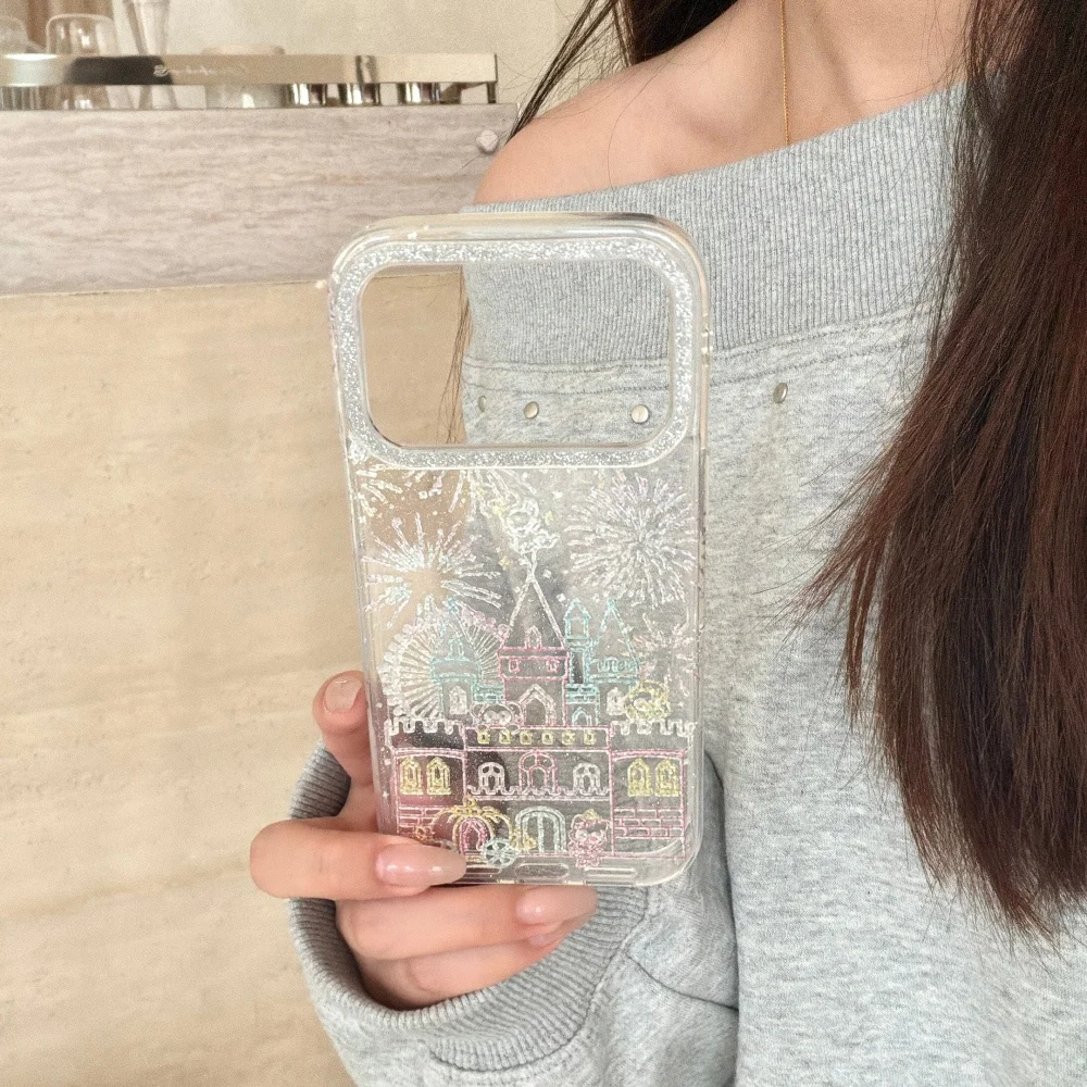

Gilt color castle phone case, suitable for iPhone 17/14/15/16 Pro Max, fundans17pro Korean INS new shockproof protective case