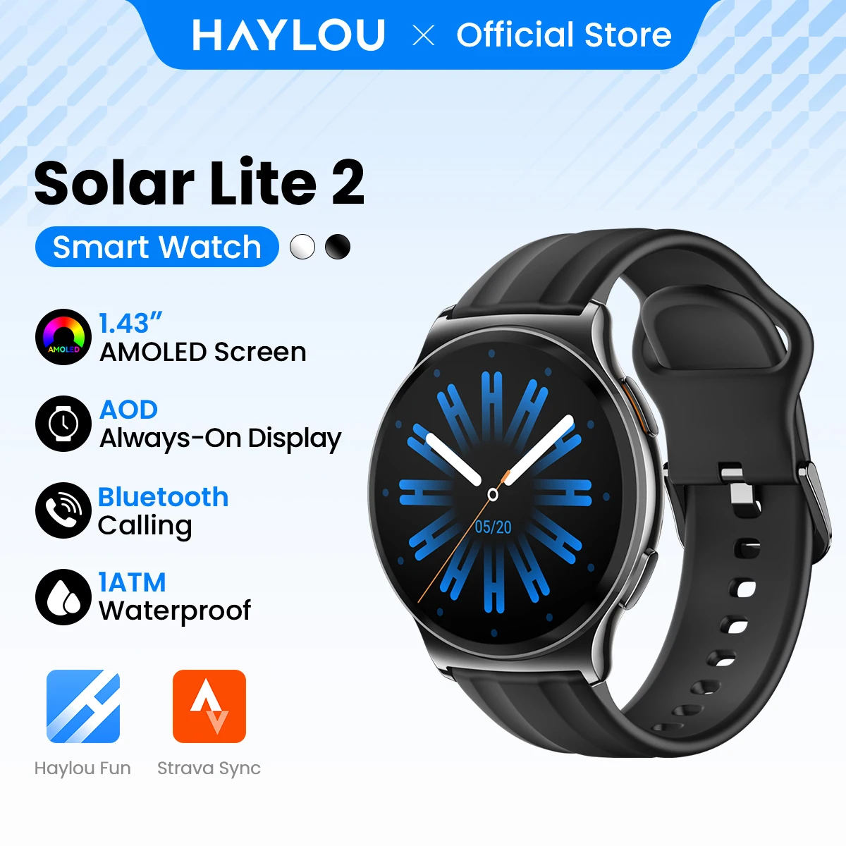 HAYLOU Solar Lite 2 Smartwatch 1.43\'\' AMOLED Display 24h Health