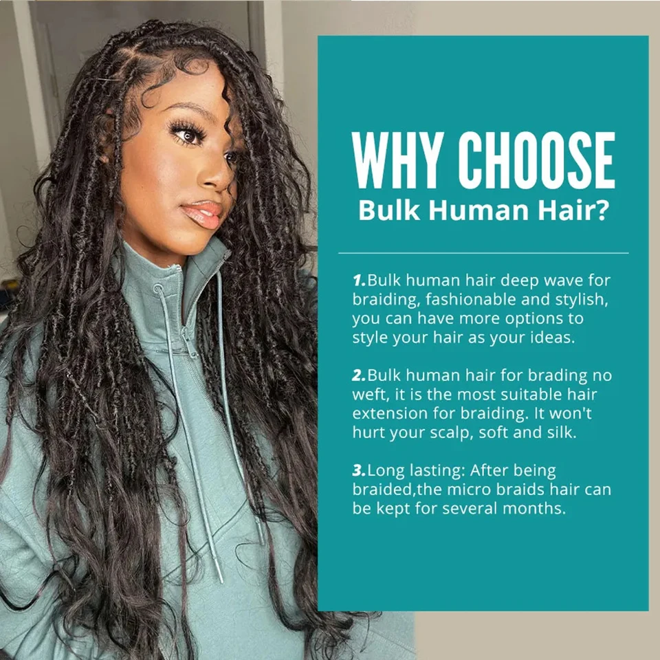 Trenzas boho cabello humano crudo bulk onda body 100g para trenzado boho 6